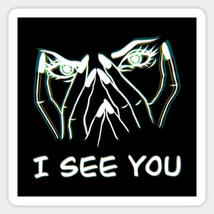 I see you, acid eyes , grunge style, retro tattoo Sticker